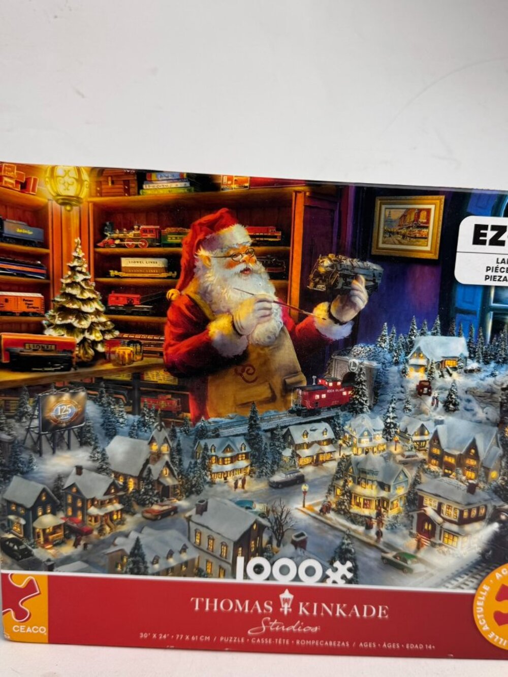 Thomas Kinkade Santas Workshop Ceaco EZ-2-HOLD 1000 Pc Jigsaw Puzzle Train 43230